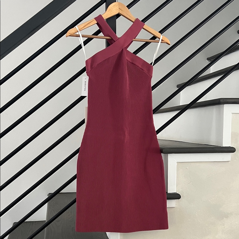 Aritzia Strapless Burgundy Dress